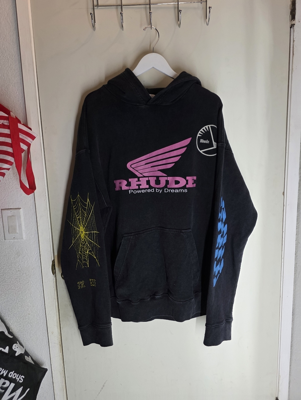 RARE Rhude honda Cobra Logo Black Hoodie Powered By Dreams